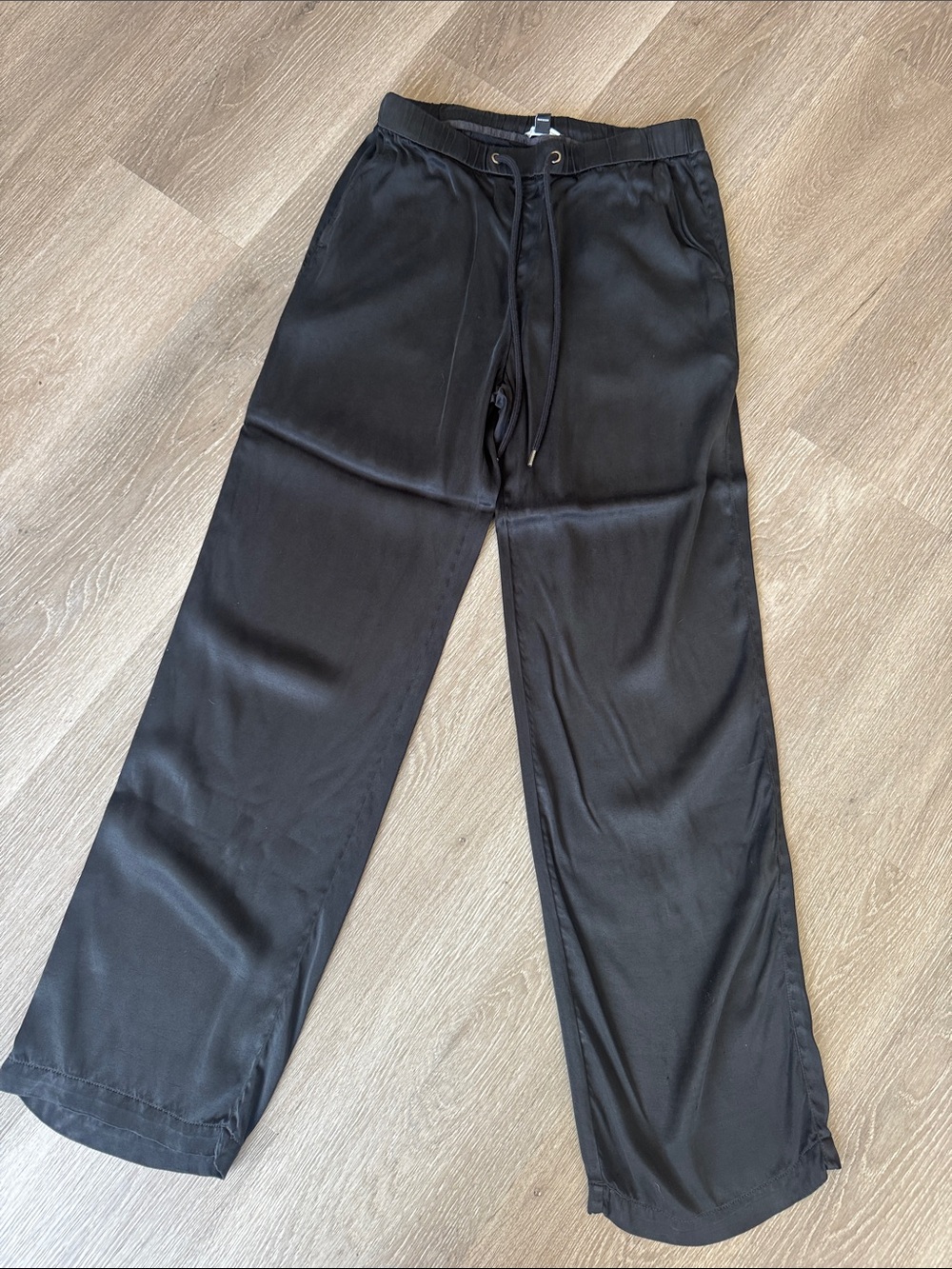 James Perse Black Wide-Leg Drawstring Joggers